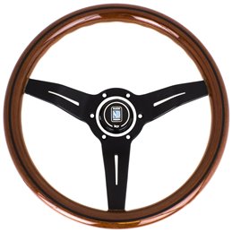 Nardi Deep Corn Steering Wheel, Wood, Black Spokes, 50 mm Dish, Ø33 cm