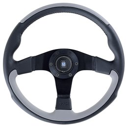 Volant Nardi Leader, Cuir Gris, Branches Noires, Ø35 cm