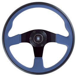 Volant Nardi Twin Line, Cuir Bleu, Branches Noires, Ø35 cm