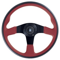 Volant Nardi Twin Line, Cuir Rouge, Branches Noires, Ø35 cm