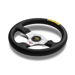 Volant Momo Competition Evo Tulipé 42mm, Cuir Noir, Branches Alu, Ø32 cm