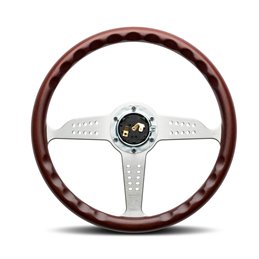 Volant Momo Grand Prix Tulipé 37mm, Bois, Branches Alu, Ø35 cm
