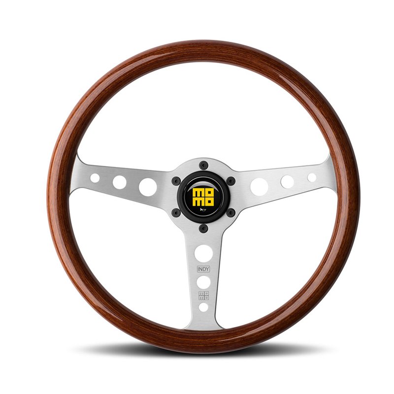 Volant Momo Indy Heritage Tulipé 37mm, Bois, Branches Alu, Ø35 cm