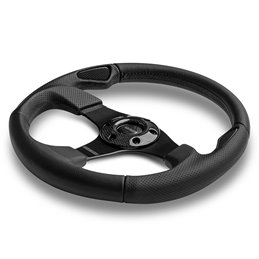 Volant Momo Jet Tulipé 42mm, Cuir Noir, Branches Noires, Ø35 cm