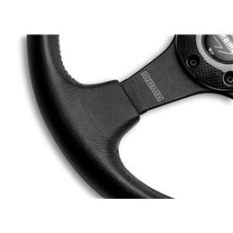 Volant Momo Jet Tulipé 42mm, Cuir Noir, Branches Noires, Ø35 cm