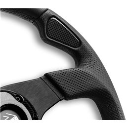 Volant Momo Jet Tulipé 42mm, Cuir Noir, Branches Noires, Ø35 cm