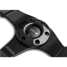 Volant Momo Jet Tulipé 42mm, Cuir Noir, Branches Noires, Ø35 cm