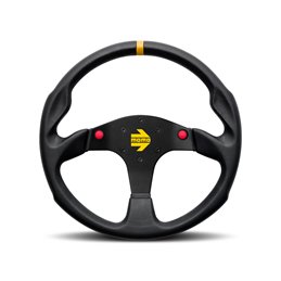 Volant Momo Mod. 80, Cuir Noir, Branches Noires, 2 Boutons, Ø35 cm