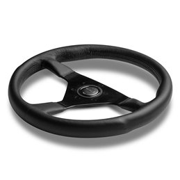 Volant Momo Montecarlo Tulipé 40mm, Cuir Noir, Branches Noires, Ø35 cm
