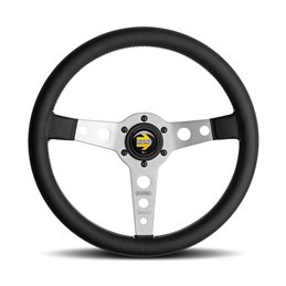 Volant Momo Prototipo Tulipé 39mm, Cuir Noir, Branches Alu, Ø35 cm