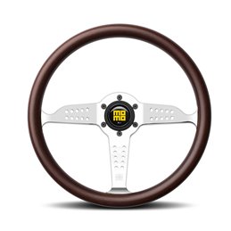 Volant Momo Super Grand Prix Tulipé 37mm, Bois, Branches Chromées, Ø35 cm