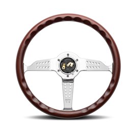 Volant Momo Super Grand Prix Tulipé 37mm, Bois, Branches Chromées, Ø35 cm