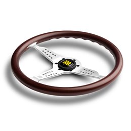 Volant Momo Super Grand Prix Tulipé 37mm, Bois, Branches Chromées, Ø35 cm