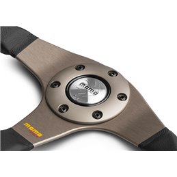 Volant Momo Tuner Tulipé 36mm, Cuir Noir, Branches Anthracite, Ø35 cm