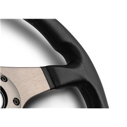 Volant Momo Tuner Tulipé 40mm, Cuir Noir, Branches Anthracite, Ø32 cm