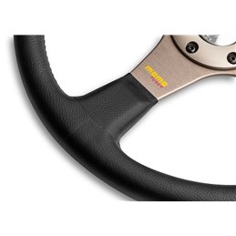Volant Momo Tuner Tulipé 40mm, Cuir Noir, Branches Anthracite, Ø32 cm