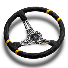 Momo Ultra Steering Wheel 90mm Dish, Alcantara, Black Spokes, Ø35 cm