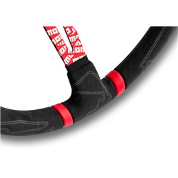 Momo Ultra Steering Wheel 90mm Dish, Alcantara, Red Spokes, Ø35 cm