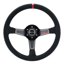 Volant Sparco L575 Tulipé (63 mm), Cuir Noir Retourné, Branches Noires