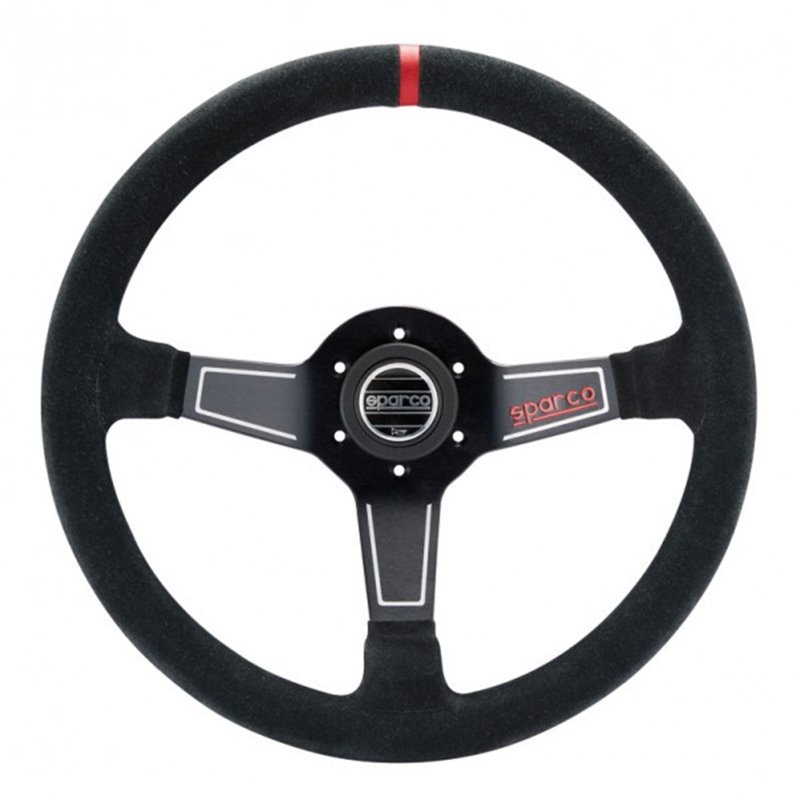 Volant Sparco L575 Tulipé (63 mm), Cuir Noir Retourné, Branches Noires