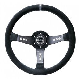 Volant Sparco L777 Tulipé (63 mm), Cuir Noir Retourné, Branches Noires