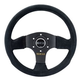 Volant Sparco P300 Plat, Cuir Noir Retourné, Branches Noires