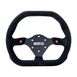 Volant Sparco P310 Plat, Cuir Noir Retourné, Branches Noires