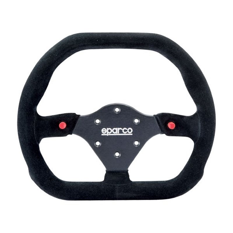 Volant Sparco P310 Plat, Cuir Noir Retourné, Branches Noires