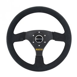 Volant Sparco R323 Tulipé (39 mm), Cuir Noir Retourné, Branches Noires