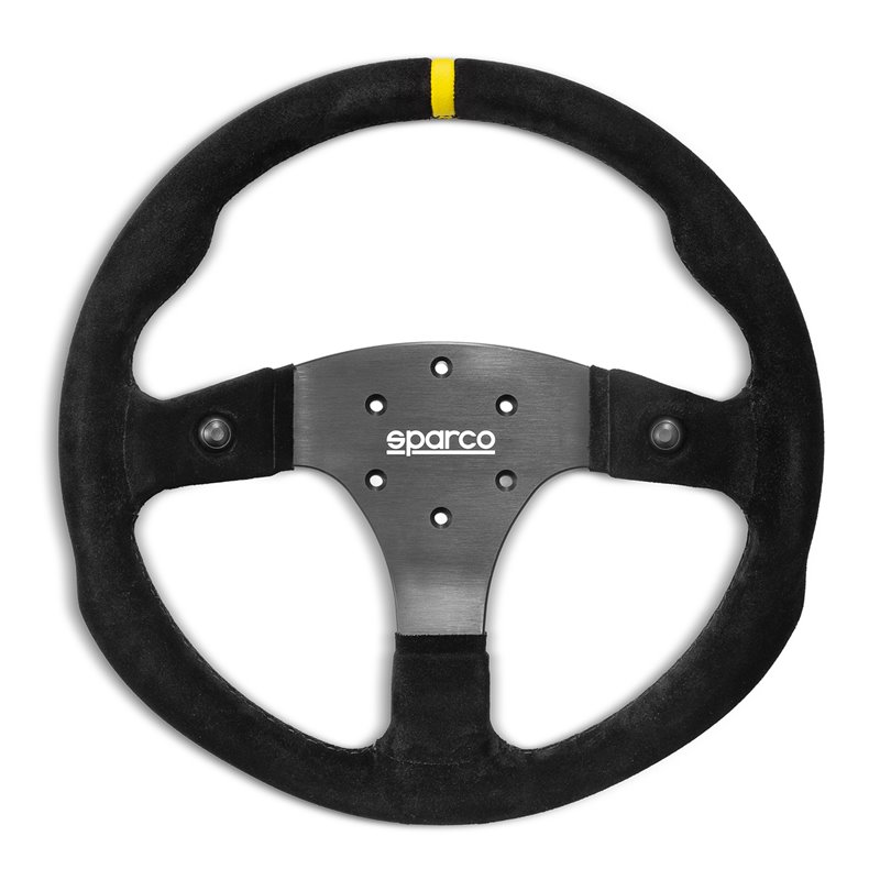 Volant Sparco R330B, Plat, Cuir Retourné, 2 Boutons