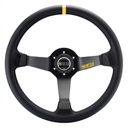 Volant Sparco R345 Tulipé (63 mm), Cuir Noir Retourné, Branches Noires