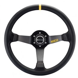 Volant Sparco R345 Tulipé (63 mm), Cuir Noir, Branches Noires