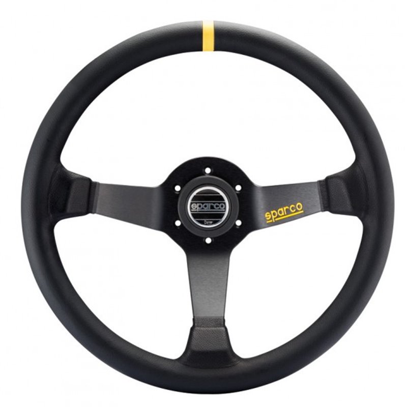 Volant Sparco R345 Tulipé (63 mm), Cuir Noir, Branches Noires