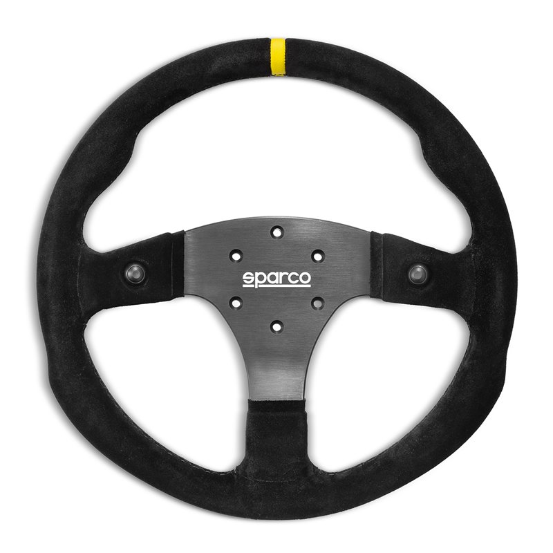 Volant Sparco R350B, Plat, Cuir Retourné, 2 Boutons