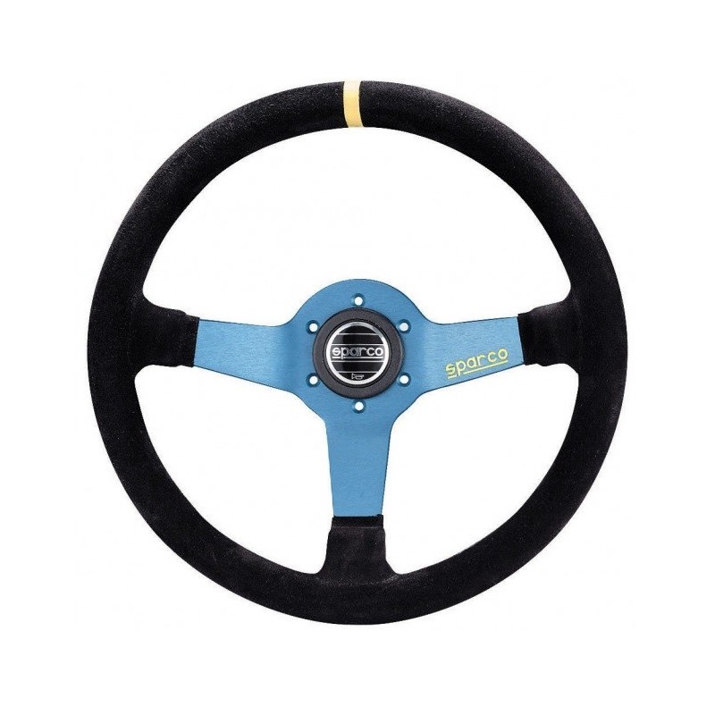 Volant SPARCO L550 
Peau Retournée Noir Branches Anodisées Bleu